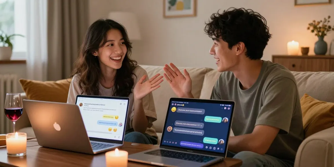 Sex chat AI enhancing intimate connections through digital conversations in comfortable home settings.