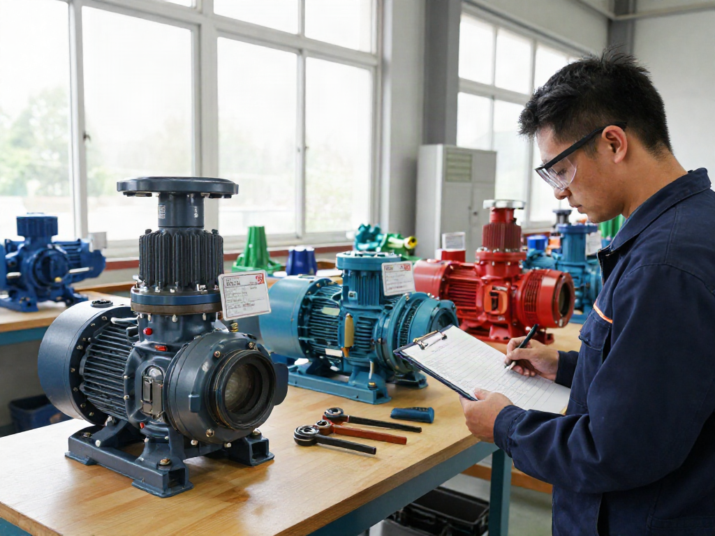 Bombas KSB Venezuela en un taller industrial, técnico revisando equipos con carácter profesional.