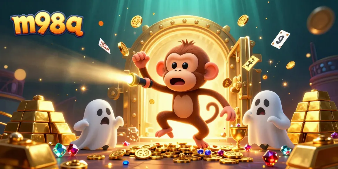 Engage with m98 q in a vibrant haunted casino with lively characters and golden treasures.