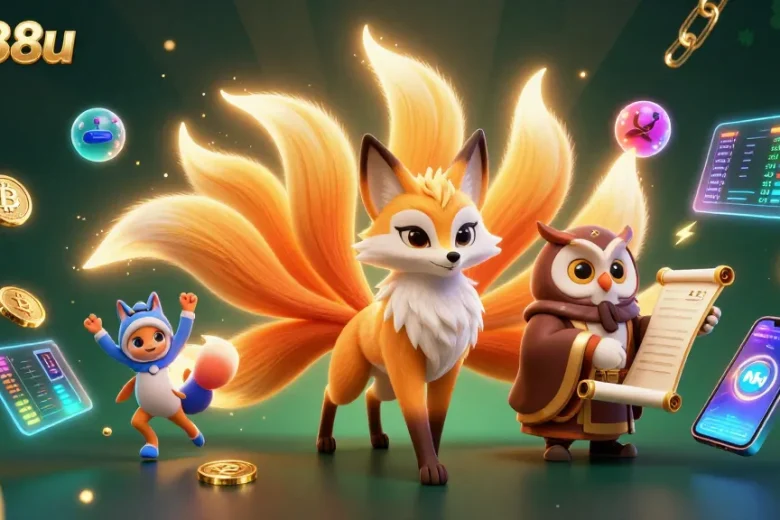 Engage with go88u's enchanting world featuring a nine-tailed fox spirit and vibrant gaming elements.